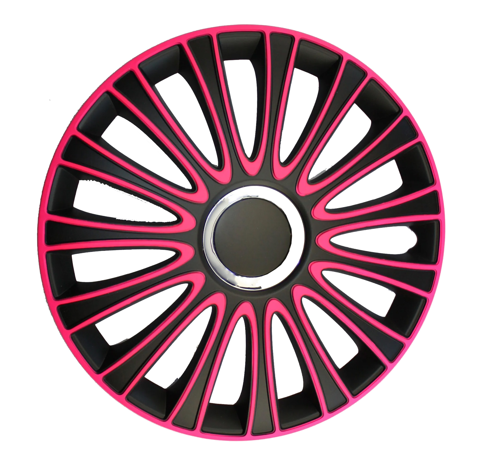 ARGO Le Mans schwarz-pink mit Chromring 15" Radkappen Radblenden