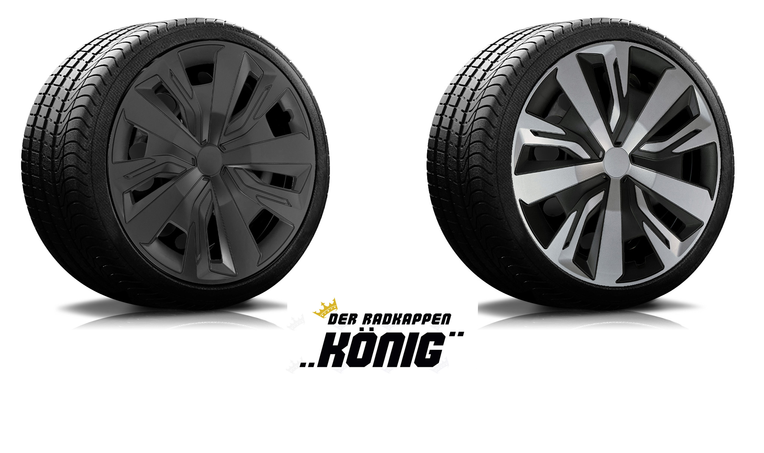 Übersicht Radkappen Modell RKK18 Die Modelle der RKK18 von Radkappen Koenig in schwarz und schwarz-silber